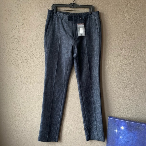 John Varvatos wool/silk textured blu trouser 32(50